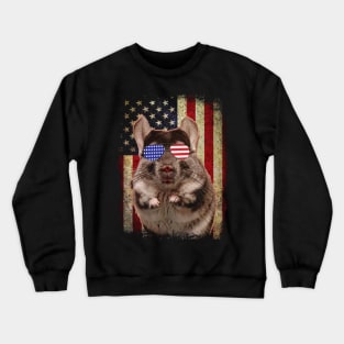 American Flag Chinchilla Cuddles, Stylish Tee for Pet Admirers Crewneck Sweatshirt